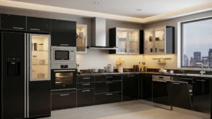 kitchen set aluminium hitam