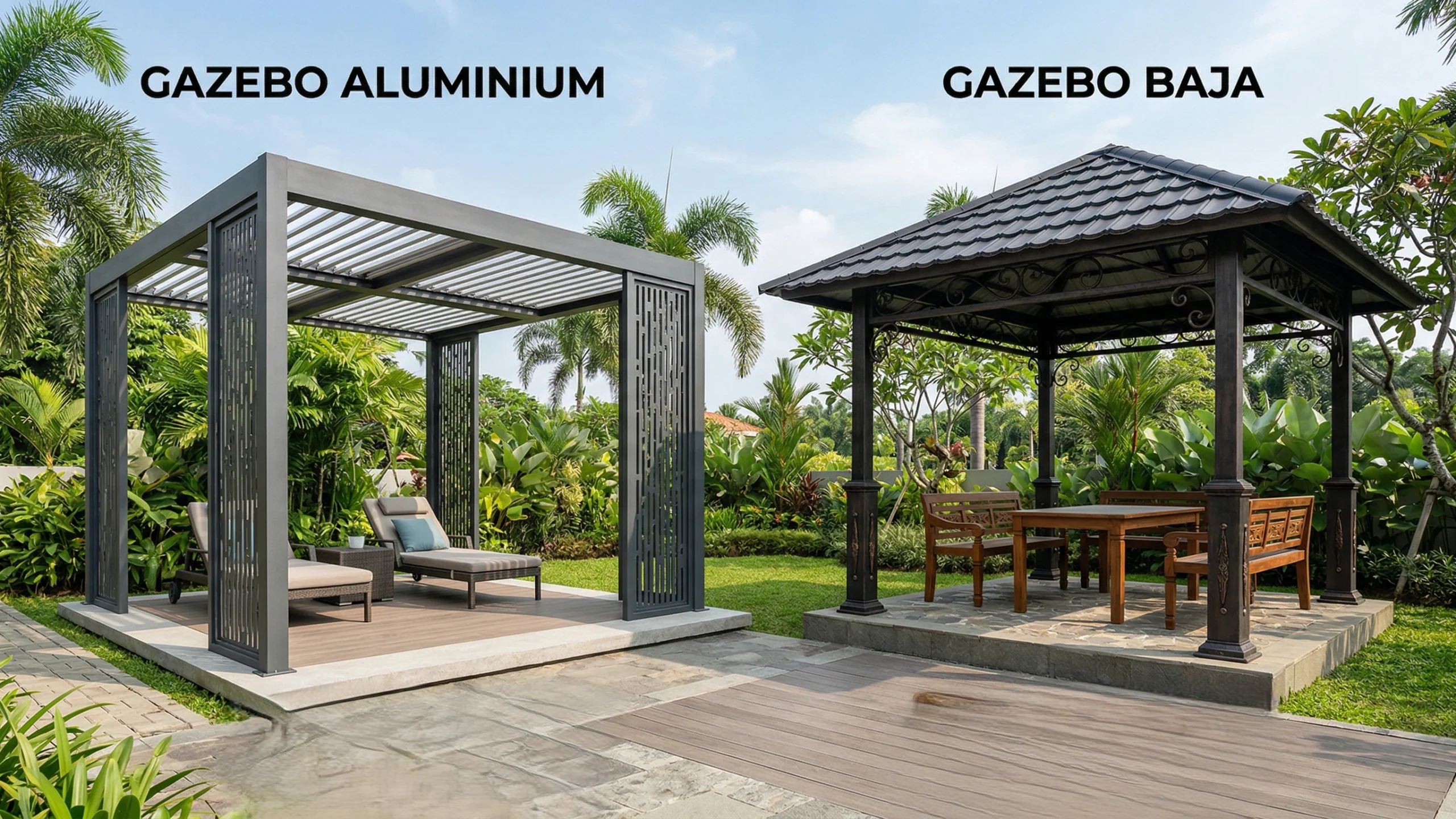 Gazebo Aluminium vs Gazebo Baja, Mana Lebih Awet?
